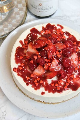 Tort - Cheesecake cu prosecco, capsuni si zmeura fara zahar