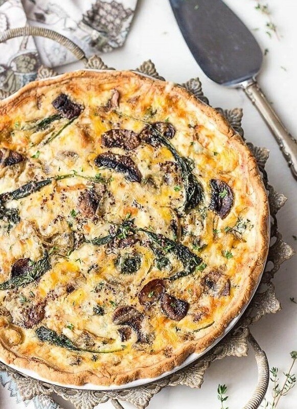 Quiche cu Spanac și Ciuperci (keto &amp; low carb)