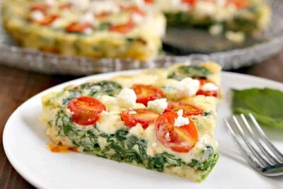 Quiche cu Spanac, Roșii și Feta (keto &amp; low carb)