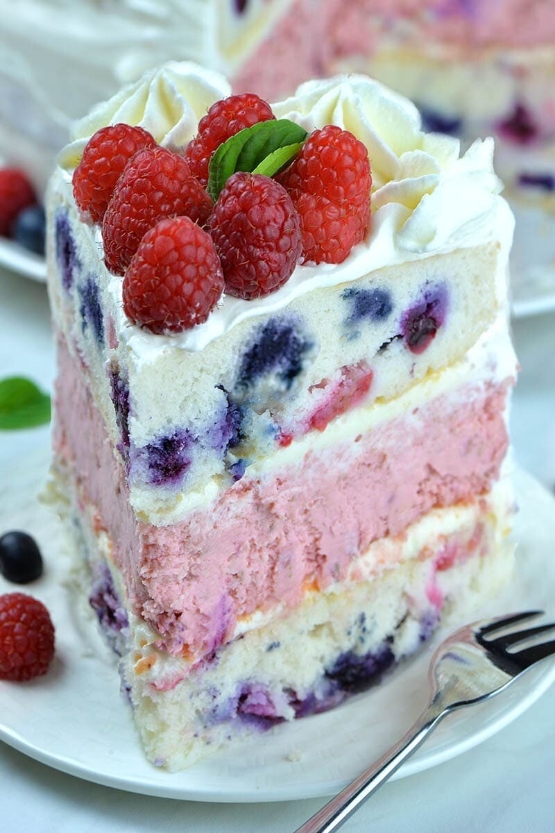 Tort - Cheesecake cu zmeura si afine
