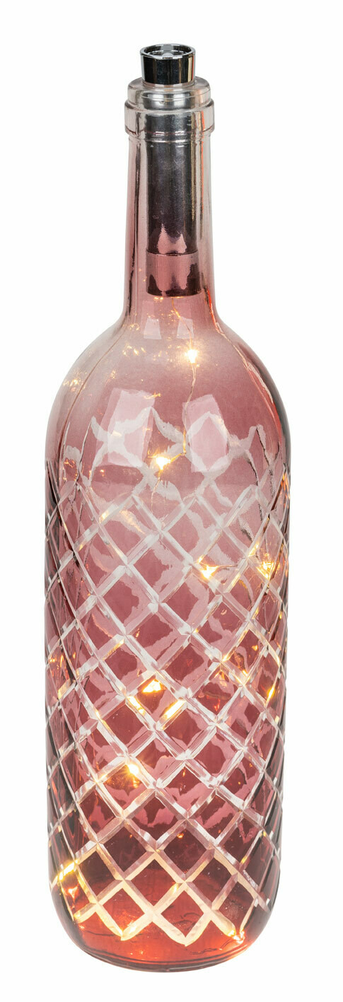 Fles glas roze met LED-verlichting