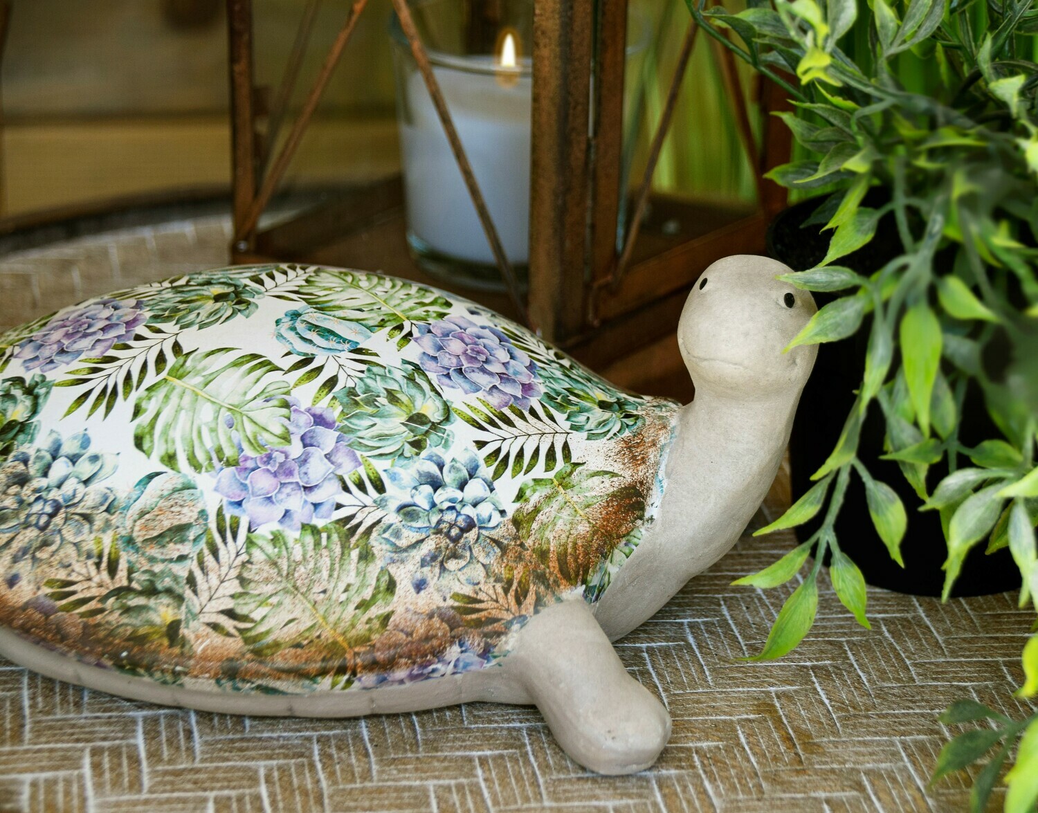 Schildpad glanzend met bloemen