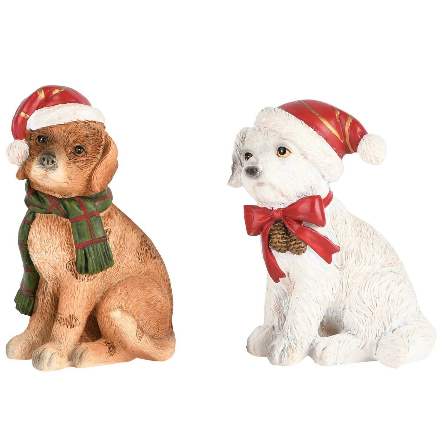 Set 2 hondjes met kerstmuts