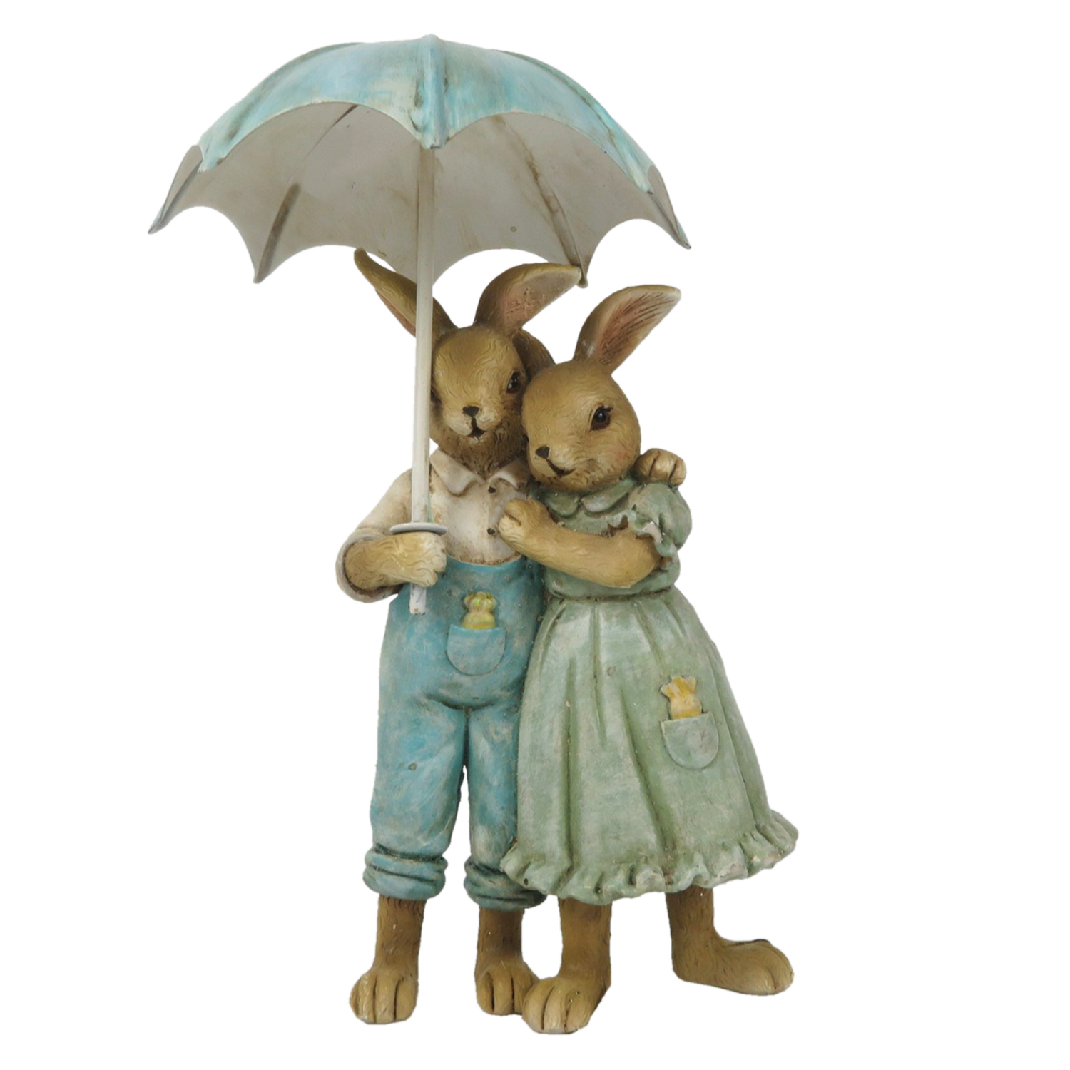 Konijn moeder & vader onder paraplu