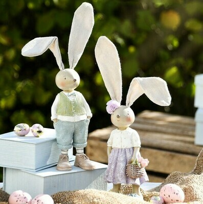 Set 2 bunnies staand jongen & meisje