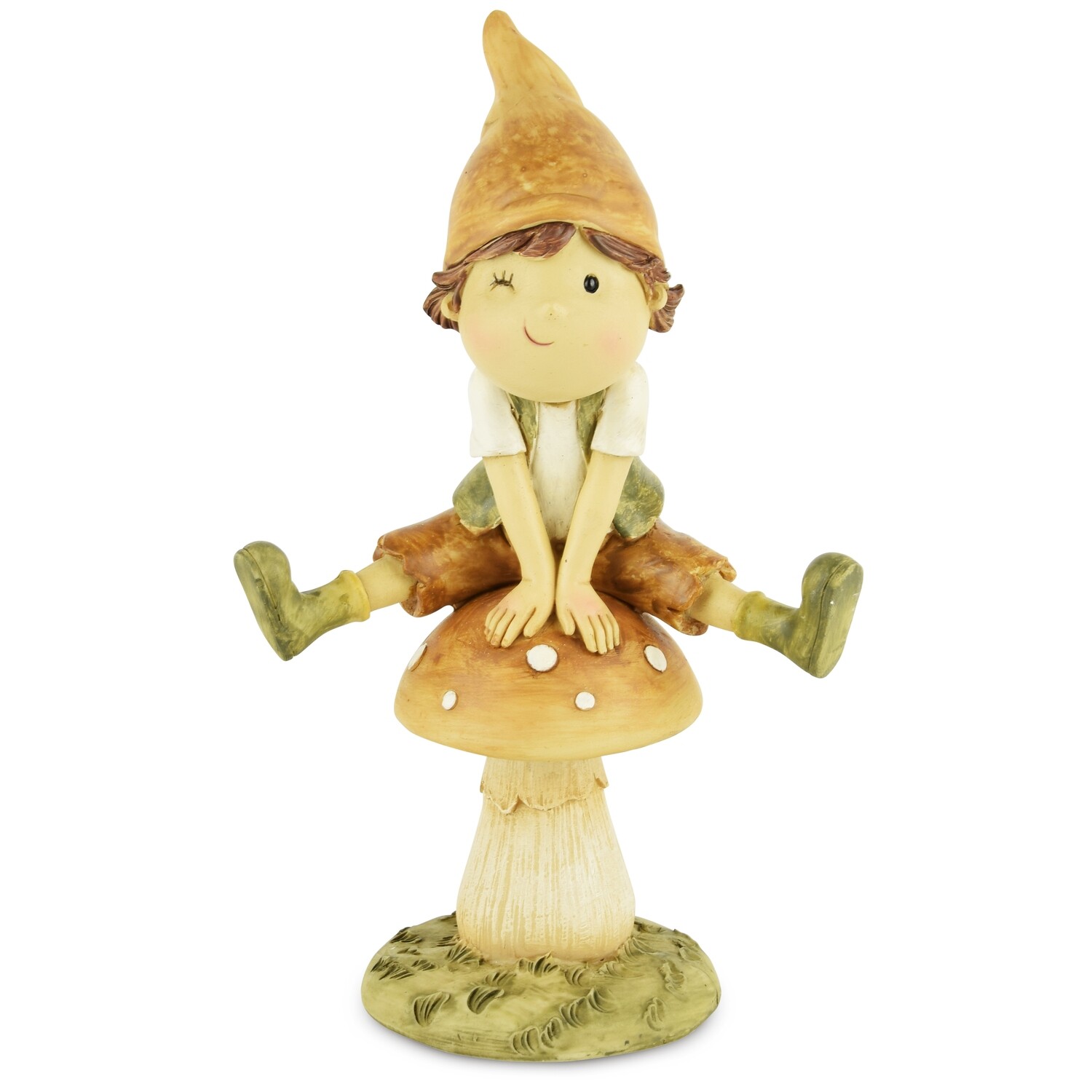 Herfstkindje jongen op paddenstoel