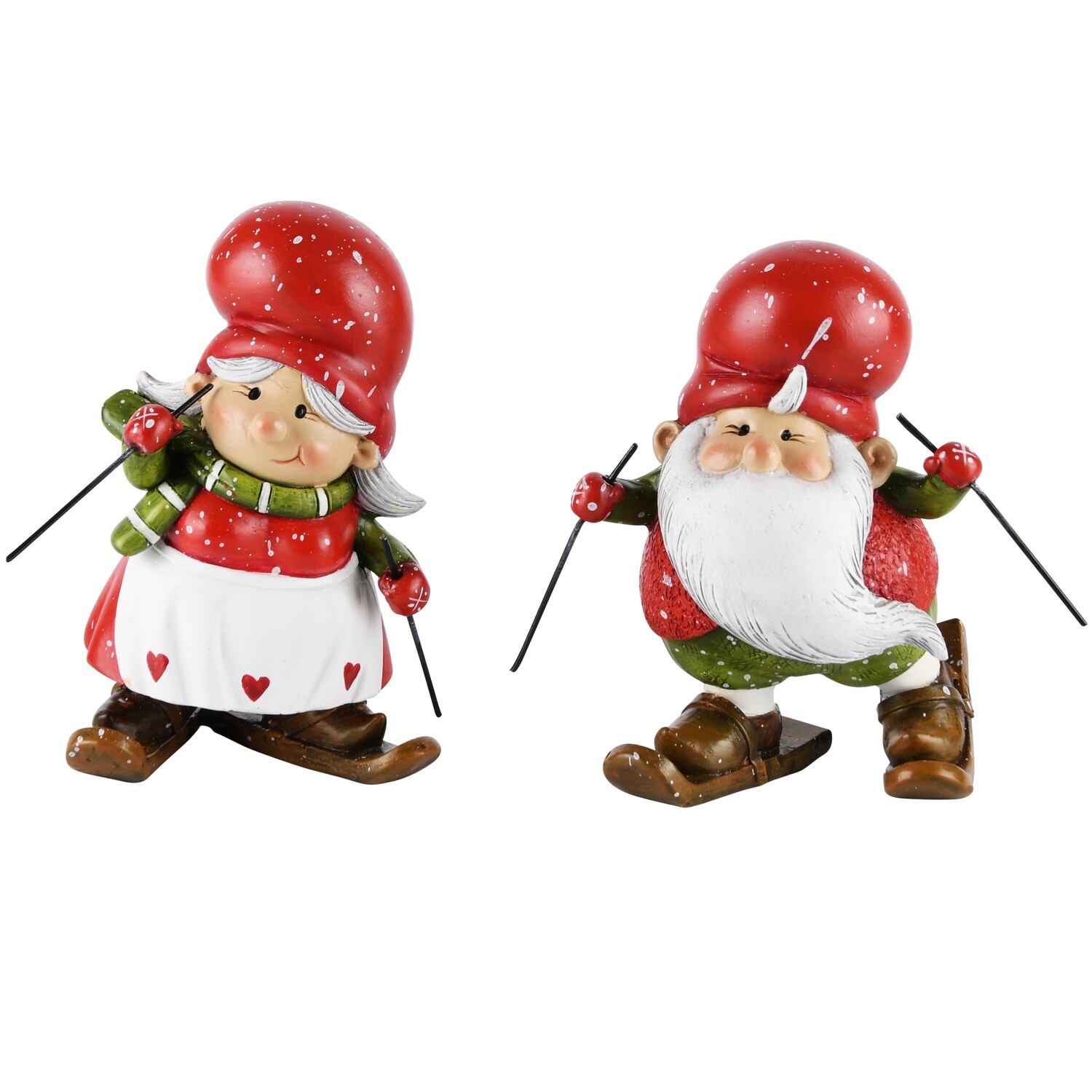 Set Santa man & vrouw op ski's rood