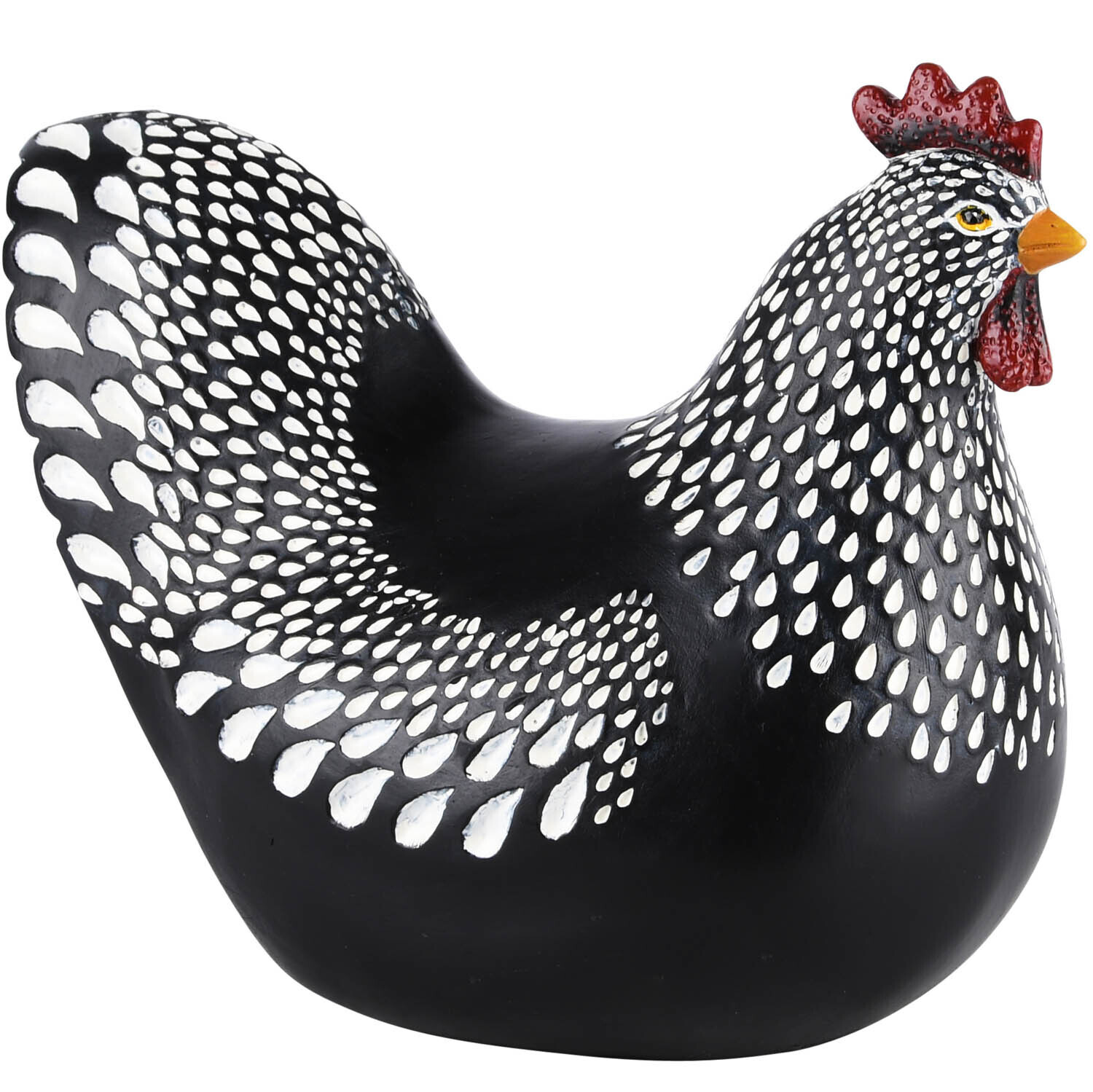 Kip zittend zwart/wit