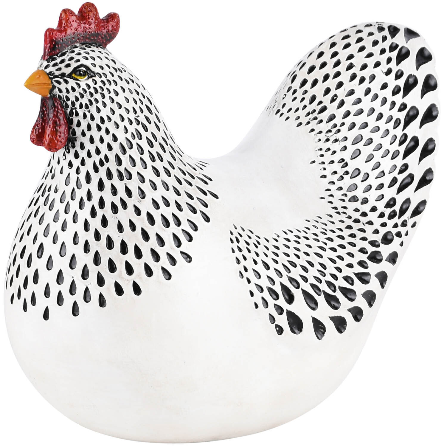 Kip zittend wit/zwart