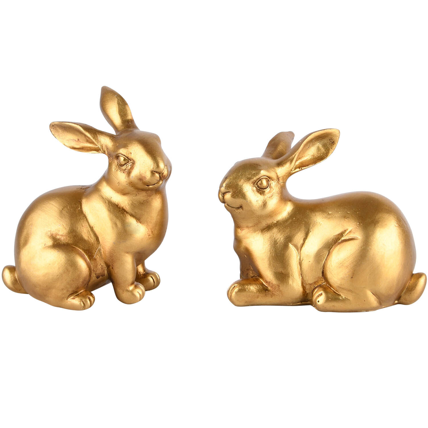 Set 2 konijntjes zittend goud
