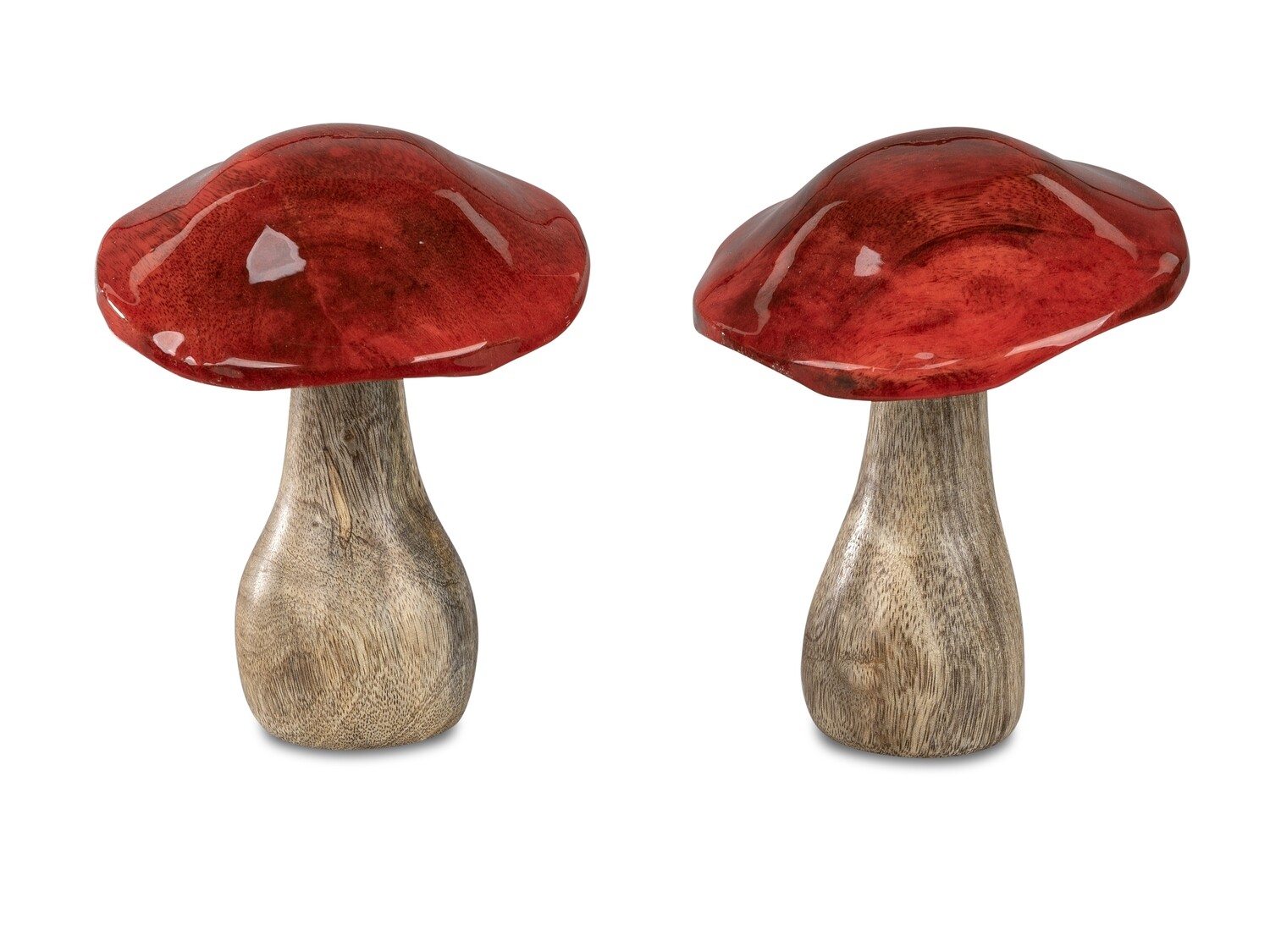 Set 2 paddenstoelen hout rood