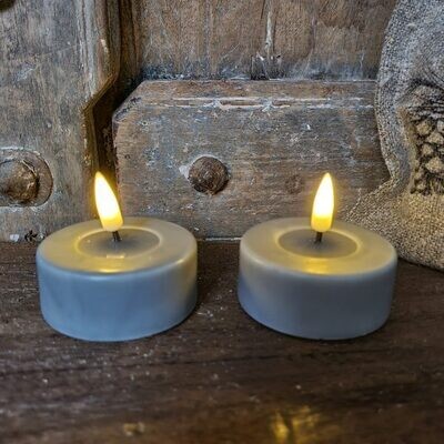 Grey LED Jumbo Tealight Candle D: 6,1 * 5,5 cm (2 stuks)