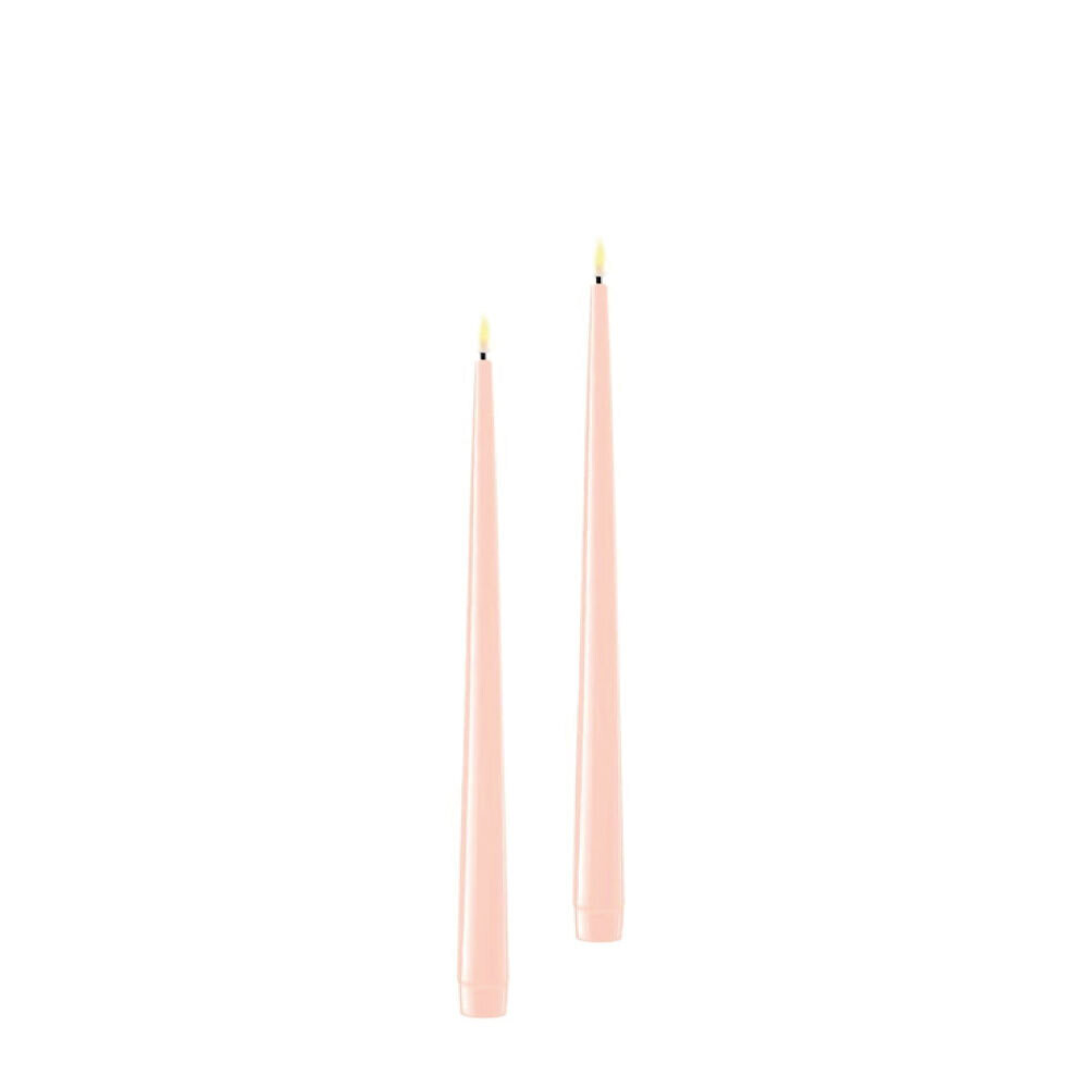 Light Pink LED Shiny Dinner Candle D: 2,2 * 28 cm (2 stuks)