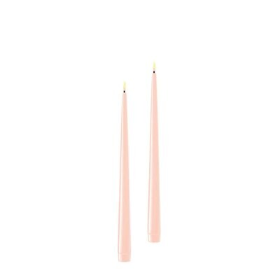 Light Pink LED Shiny Dinner Candle D: 2,2 * 28 cm (2 stuks)