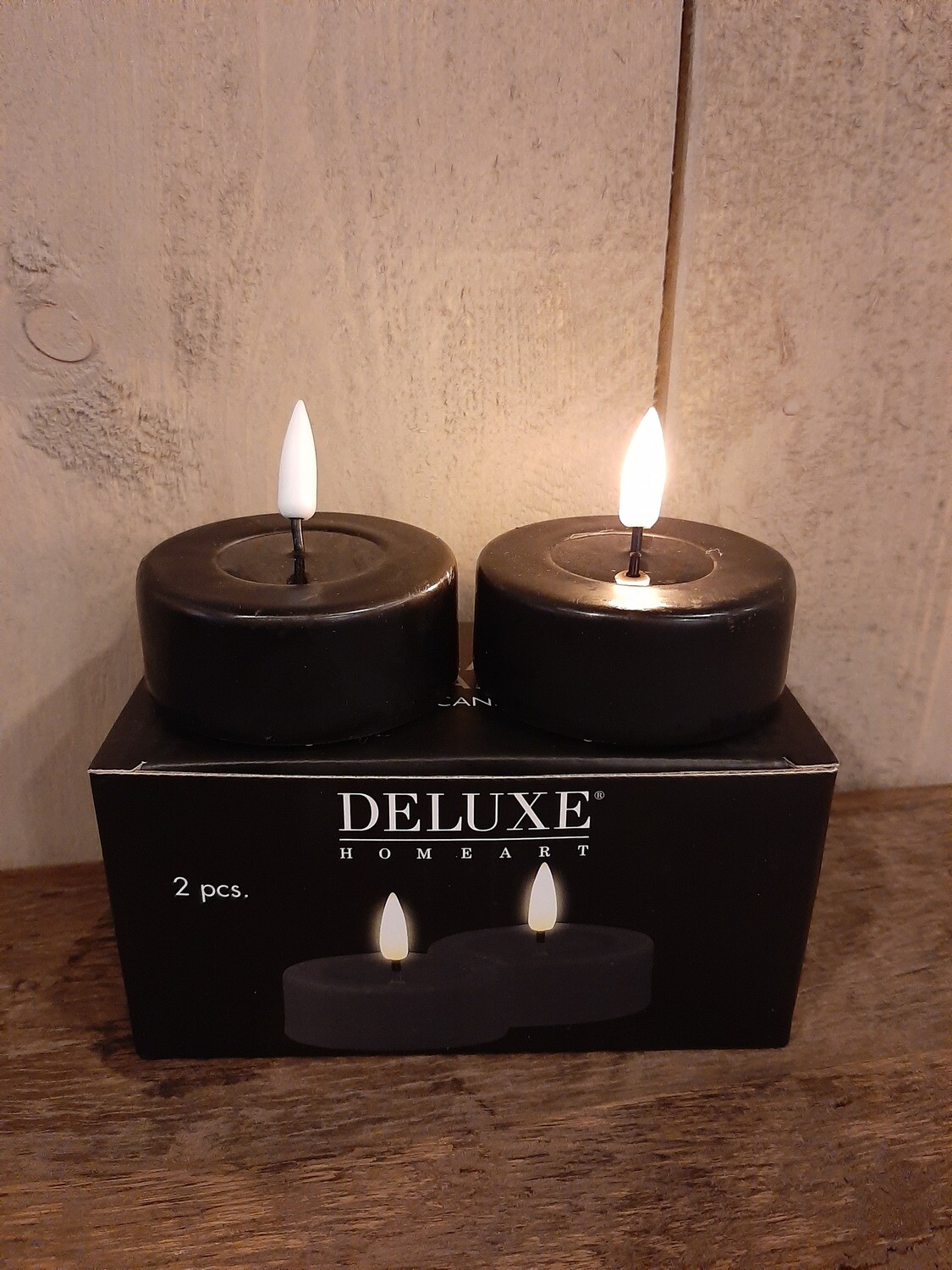 Black LED Jumbo Tealight Candle D: 6,1 * 5,5 cm (2 stuks)