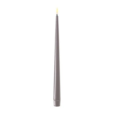Grey LED Shiny Dinner Candle D: 2,2 * 28 cm (2 stuks)