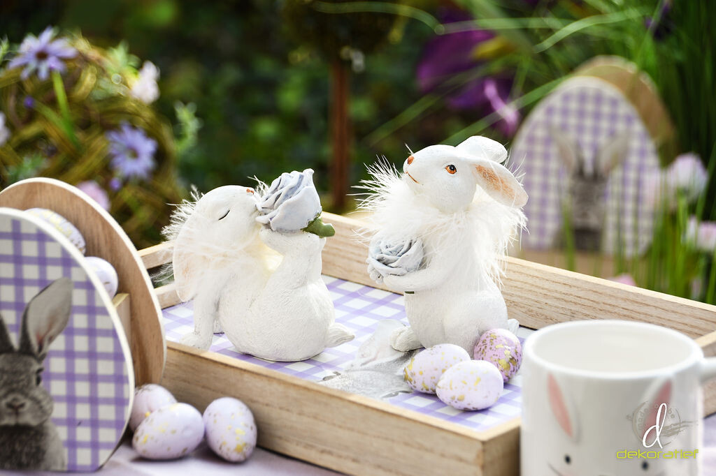 Set 2 bunnies met bloem