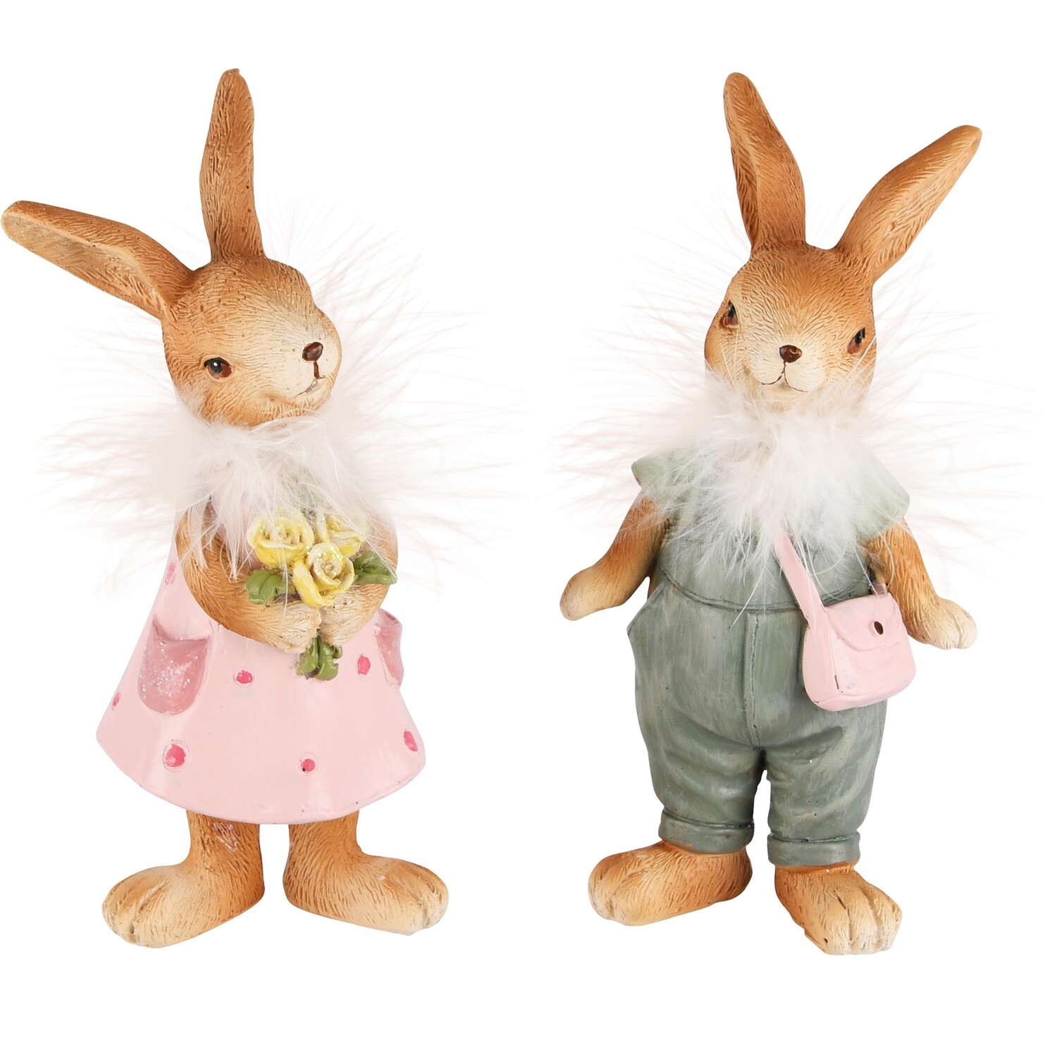Set 2 bunnies staand roze/groen