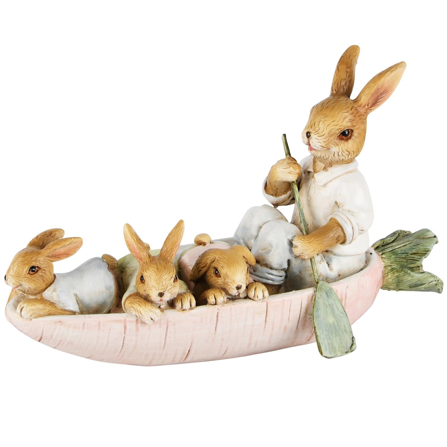 Papa bunny met kids in boot pastel