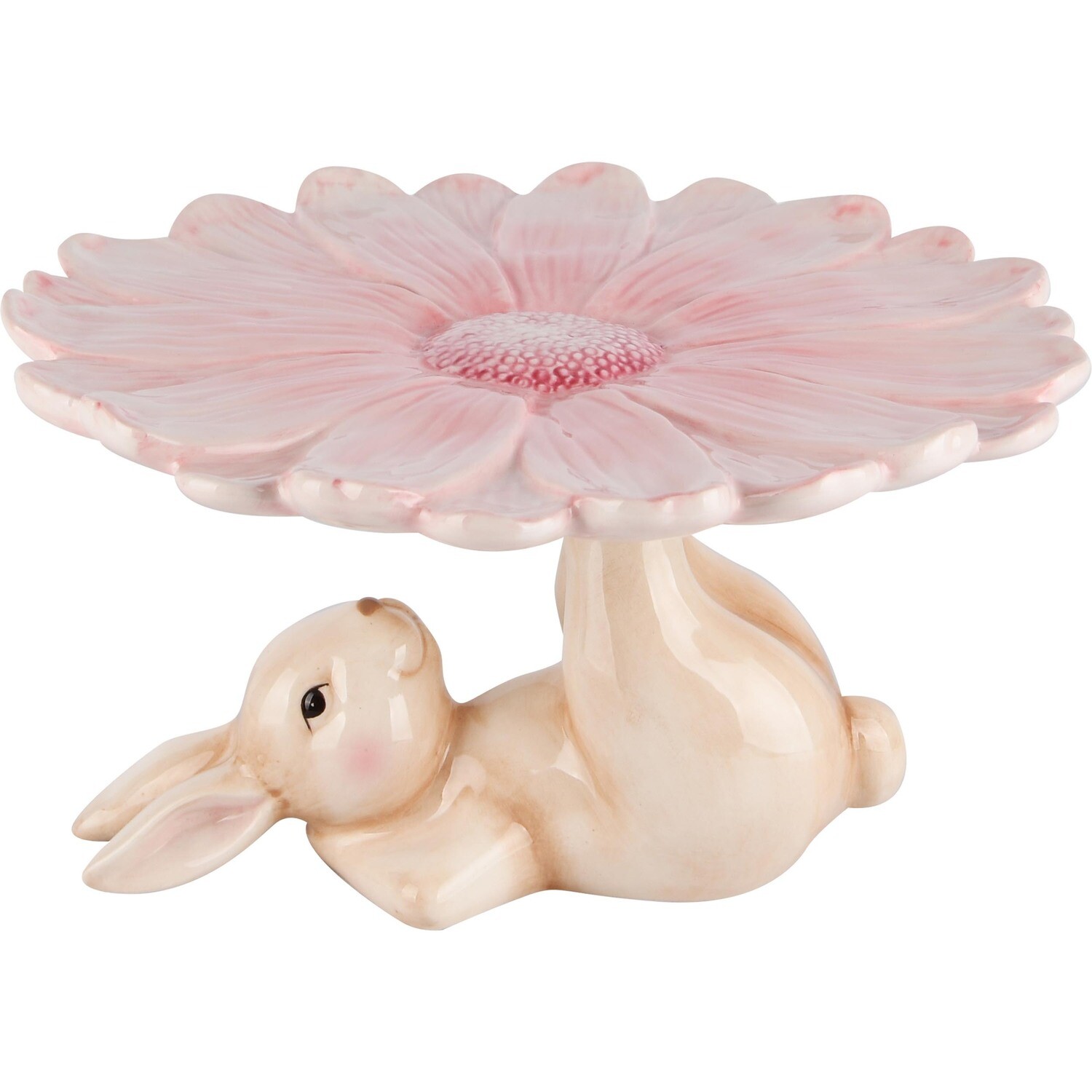 Bunny liggend met dienblad wit/roze