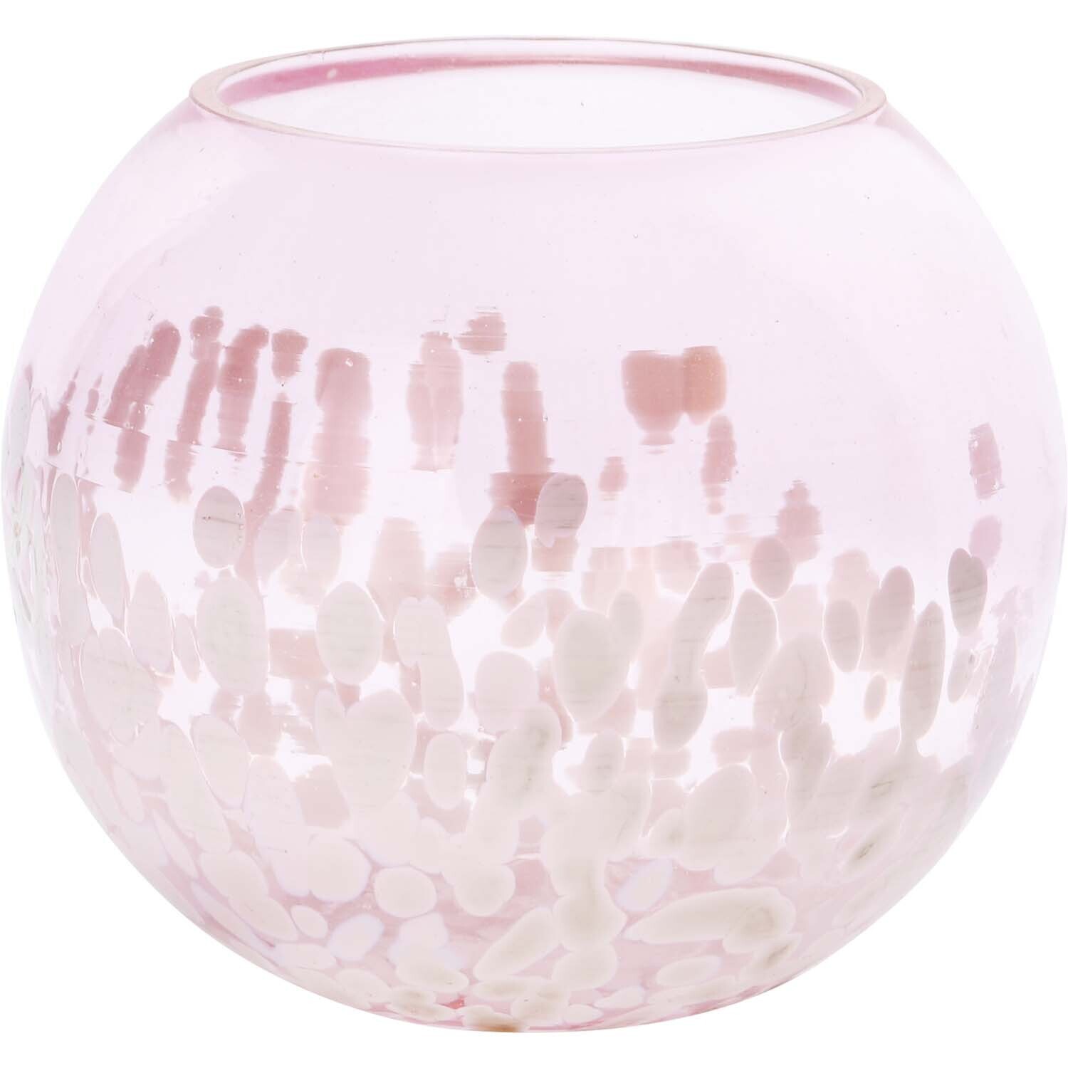 Theelicht roze met spikkels glas