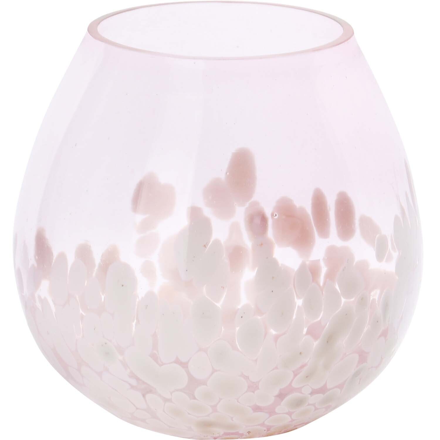 Theelicht roze met spikkels glas