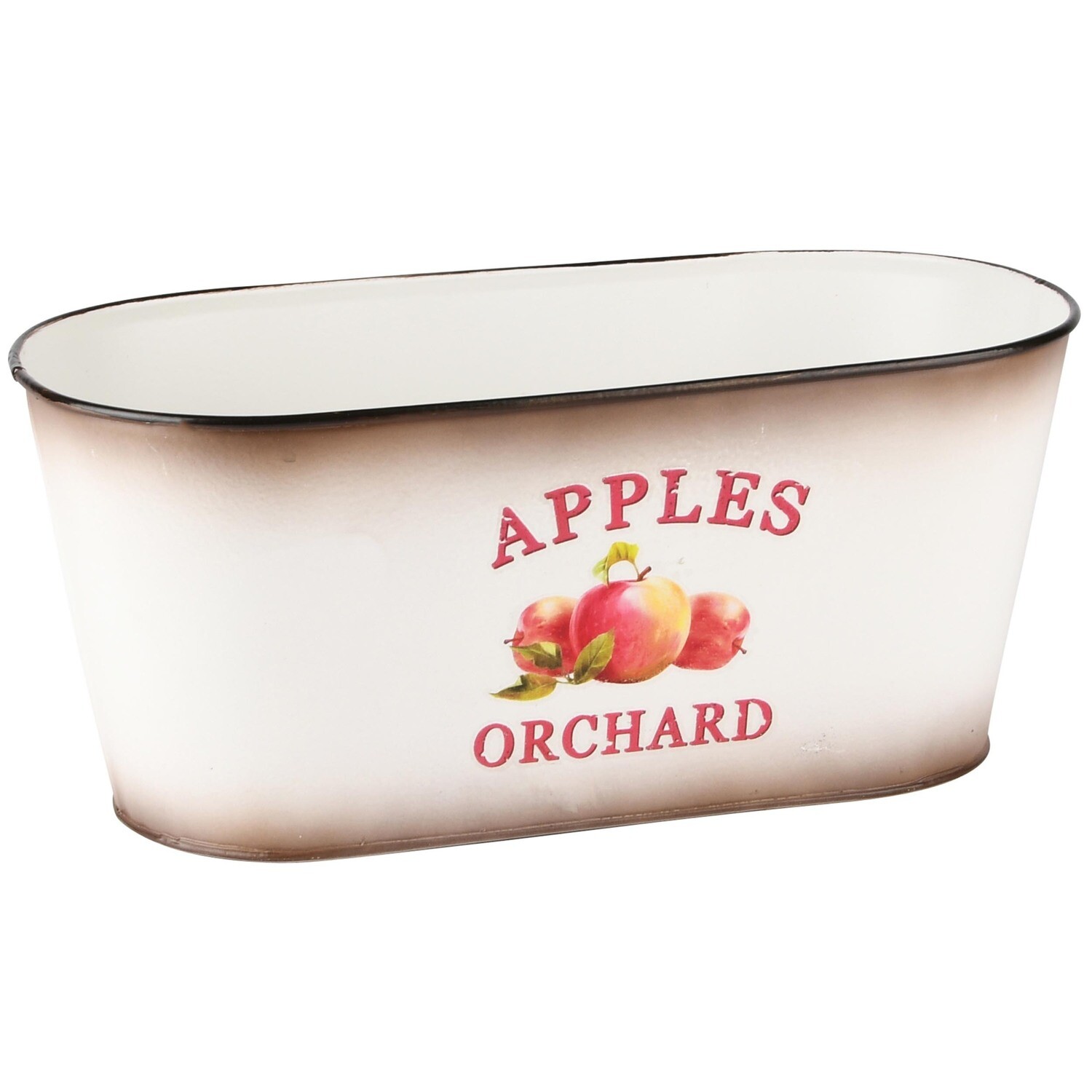 Bakje ovaal &#39;Apples Orchard&#39; wit metaal