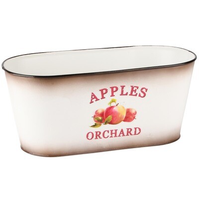 Bakje ovaal 'Apples Orchard' wit metaal