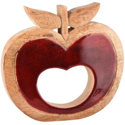Deco appel rood/naturel hout Groot