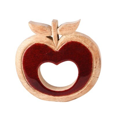 Deco appel rood/naturel hout Klein
