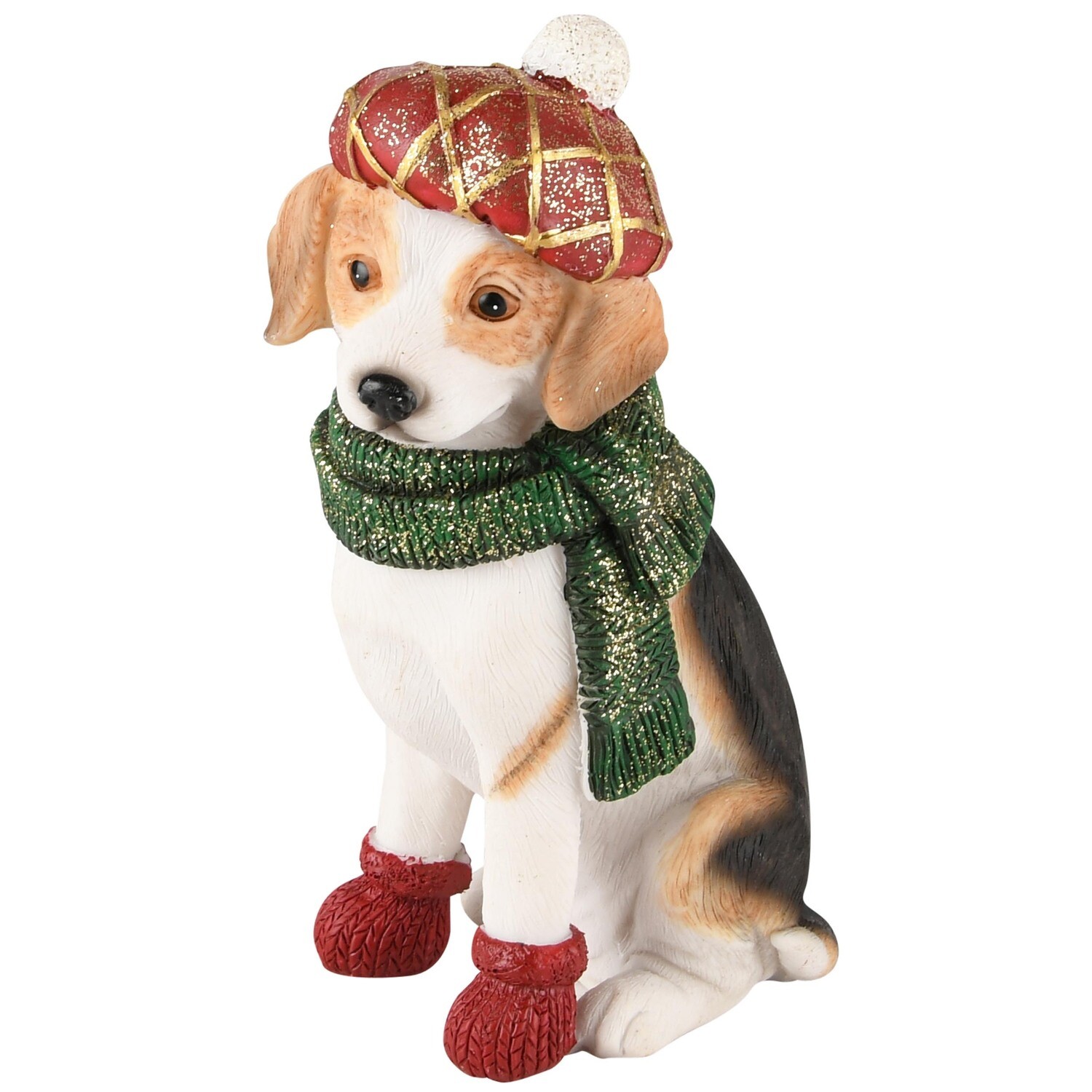 Hondje met muts & sjaal rood/groen