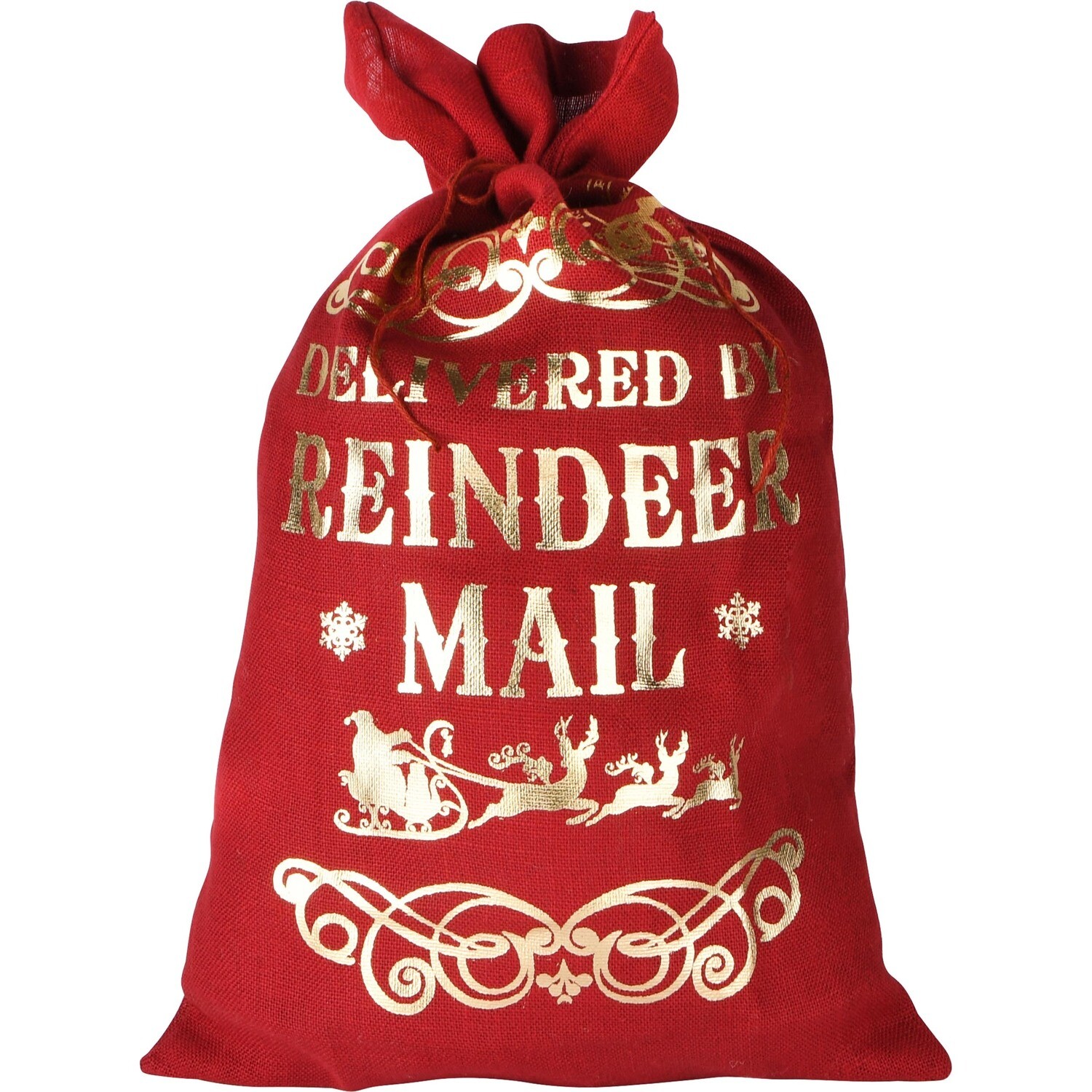 Jutezak 'Reindeer Mail' rood/goud