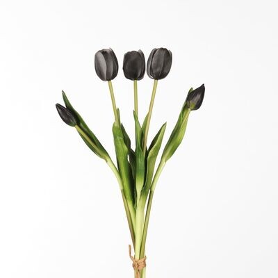 Real Touch Tulip Bundle x5 L43cm Black