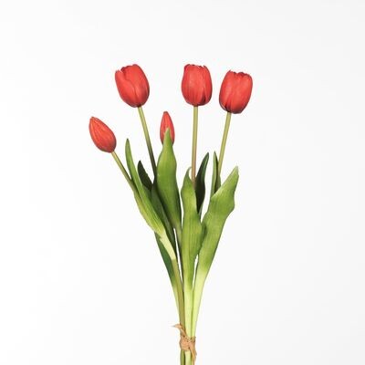 Real Touch Tulip Bundle x5 L43cm Red