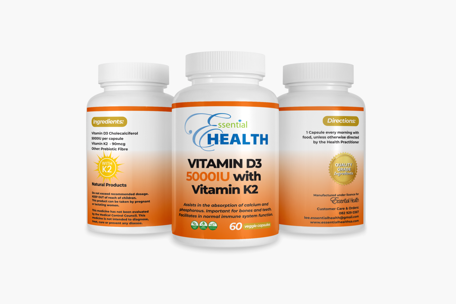 Essential Health Vitamin D3 5000iu with K2 60 caps