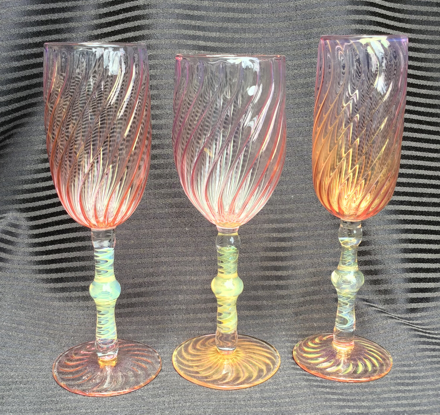 Flameworked Goblets Silver And Gold Fumed