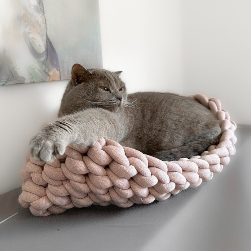 Katzenboot - Katzenkörbchen aus gefülltem Biobaumwollgarn
