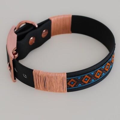 Hunde-Halsband Einzelstücke im bunten Boho-Ethnic-Style | HU 25,5 - 28,5 cm | Schwarz,Apricot,