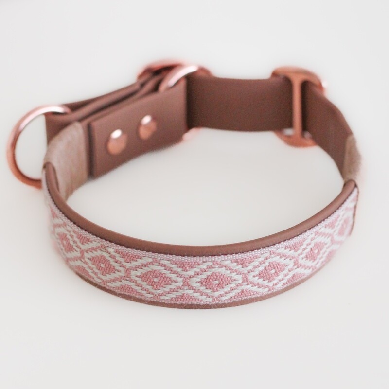 Hundehalsband und Leine im Bohostil - Rautenmuster - Ethnostyle - Schlupfhalsband