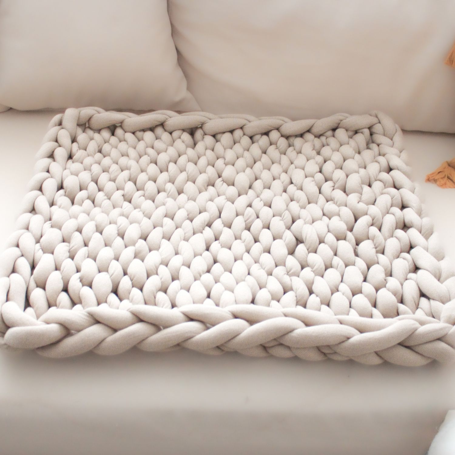 Handgemachte Grobstrickdecke – aus Bio-Baumwolle für Hunde