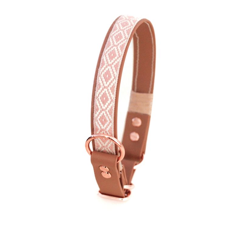 Hundehalsband und Leine im Bohostil - Rautenmuster - Ethnostyle - Schlupfhalsband