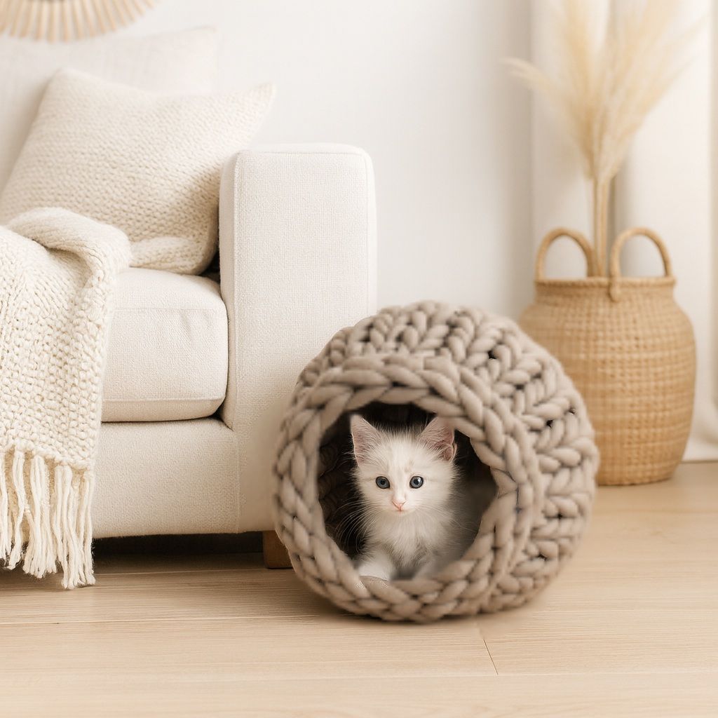 Chunky Knit Cat Cave – Handmade Cat Bed & Dog House Chunky Knit Cat Cave – Handmade Cat Bed & Dog House