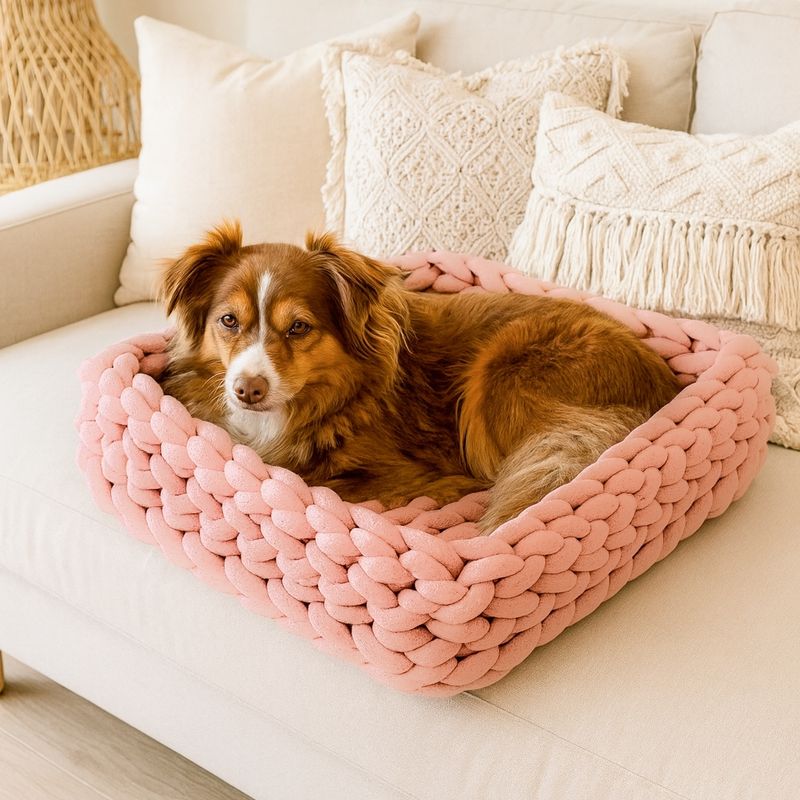 Eckiges Hundekörbchen aus Bio-Baumwolle Eckiges Hundekörbchen aus Bio-Baumwolle