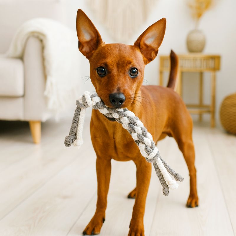 Zerrspielzeug für kleine Hunde aus recycelter Baumwolle Zerrspielzeug für kleine Hunde aus recycelter Baumwolle