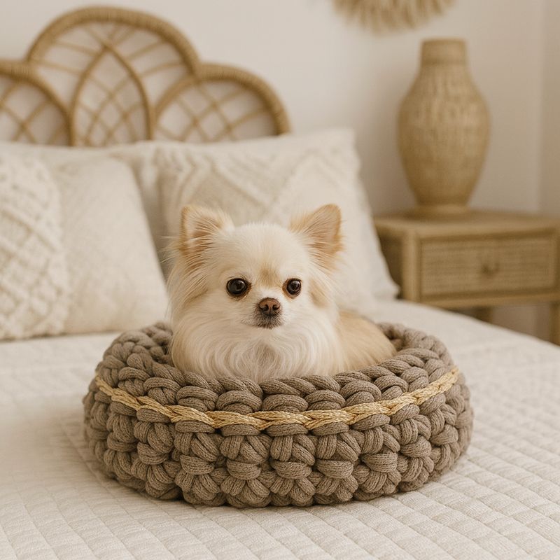 Hundekörbchen – aus Baumwolle mit Goldrand, nachhaltig & waschbar