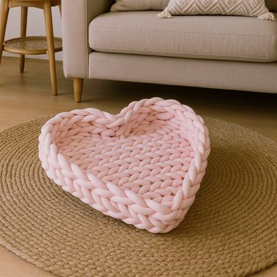 Herz-Hundekörbchen – Bio-Baumwolle Handarbeit