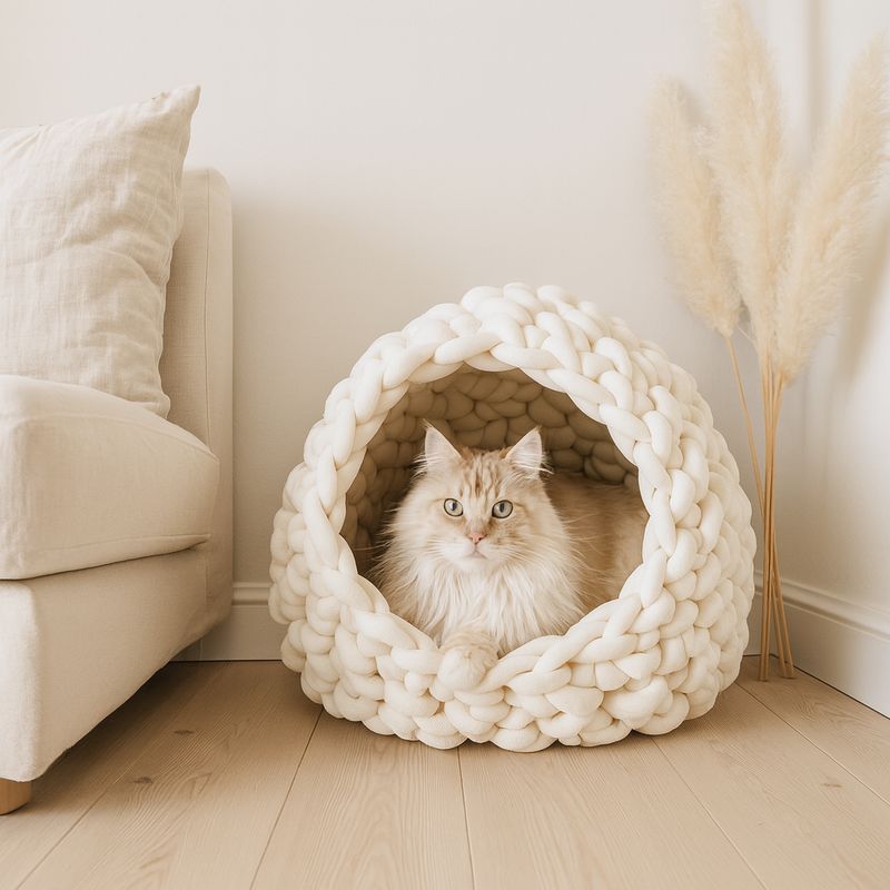 Cat cave cave  Cat cave cave "Gustav" made of filled organic cotton yarn