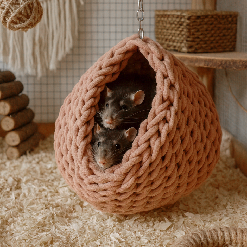Cleo Höhle für Ratten, Chinchillas und Meerschweinchen – Handgemacht & nachhaltig Cleo Höhle für Ratten, Chinchillas und Meerschweinchen – Handgemacht & nachhaltig