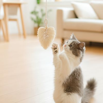 Makramee Feder Katzenangelanhänger – austauschbar Makramee Feder Katzenangelanhänger – austauschbar