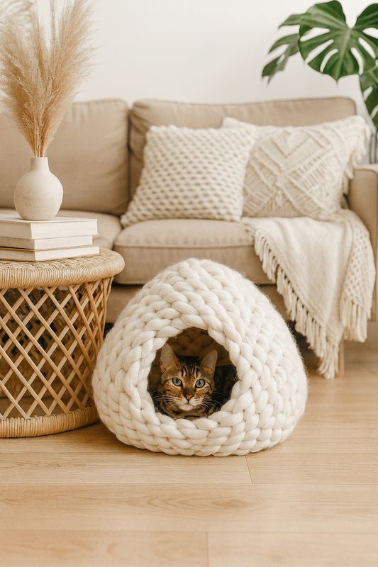 Katzenhöhle Roh-Bio-Baumwolle – handgemacht & natürlich Katzenhöhle Roh-Bio-Baumwolle – handgemacht & natürlich